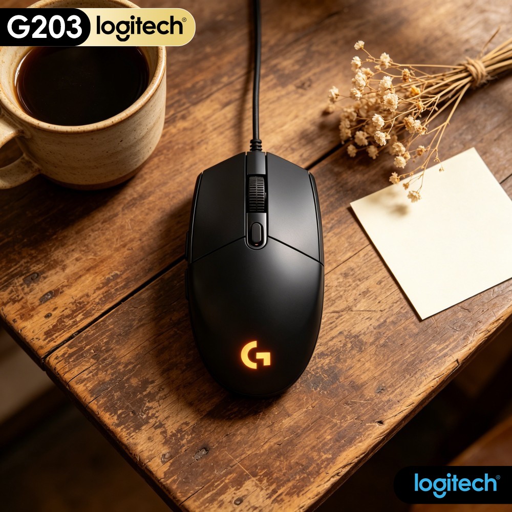 Logitech Mouse G203 - Logitech G203 Mouse Gaming Berkabel Praktis
