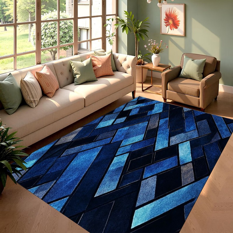 Karpet Geometris Biru Nordik A - Esports Gaming Live ulasan dan harga