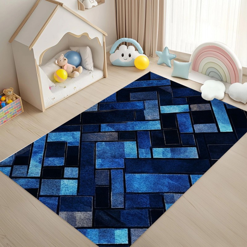 Karpet Geometris Biru Nordik A - Esports Gaming Live ulasan dan harga